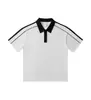 [Procesamiento Personalizado] Camisa Polo Ropa de Trabajo, Holgada y Moderna, Bloques de Color, Manga Corta Rayada para Hombre con Cuello Campana