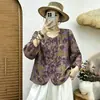 Nueva camiseta de cuello redondo y manga larga estilo chino para otoño temprano para madres, camiseta básica holgada de moda para mujeres jóvenes