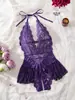 Bestseller Transfronterizo Estampado de Leopardo Encaje Transparente Lencería Múltiples Colores Disponibles Sin Entrepierna Sexy Tentación Pajamas de Escote Profundo V Venta Caliente de Comercio Exterior