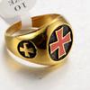 Anillo redondo de cruz de acero de titanio punk dominante para hombre moderno de hip hop transfronterizo europeo y americano en stock al por mayor
