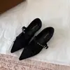 Sapatos Mary Jane com aumento interno de 5 cm de altura, laço, bico fino, novo estilo 2026, tira única, sapatilhas de bico raso para mulheres