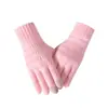 Guantes de cuadros de color sólido transfronterizos para hombres y mujeres, cálidos de invierno, forrados de felpa, tejido grueso tipo lana, pantalla táctil, guantes de alta gama