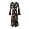 L26167-25 Novo Estilo de Verão Estilo Europeu e Americano Gola Redonda Levemente Evase Manga Longa Estampado Casual Cintura Longa Saia Vestido Feminino