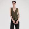 Novo Colete Elegante Retrô Verde Feminino de Primavera e Verão, Ajustado, Decote V, Tricotado, Cardigã, Sem Mangas, Top Colete para Mulheres