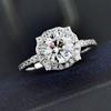 Elegante quadrado princesa imitação moissanite anel de diamante Platinado Luxo saco quadrado cercado anel de diamante artificial