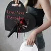 Caixa de flores de mão personalizada para o Dia do Professor, bolsa de florista em formato de coração, embalagem de buquê de rosa única, caixa de presente floral