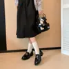 Mocassins de couro com sola grossa femininos 2026 novo modelo estilo britânico versátil couro genuíno slip-on salto grosso sapatos