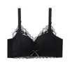 Ropa Interior de Encaje Modal Suave para Mujer Sin Aros, Recogido Pequeño de Busto, Ajuste Lateral del Pecho, Anticaída, Conjunto de Sujetador Ajustable