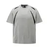 AW030 Marca de Nicho de Moda Unisex 320g Peso Pesado Patchwork Desestructurado Cuello Redondo Holgada Camiseta de Manga Corta para Hombre