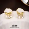 Pendientes de Borla de Nube con Pedrería Estilo Coreano Aguja de Plata para Mujer, Lujo Ligero, Diseño Único, Pendientes Versátiles de Nicho a la Moda