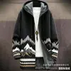 Cárdigan con capucha y cremallera de corte holgado para hombre con estampado a todo color de nuevo elemento azteca, chaqueta de algodón, DIY desde la imagen