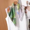 Pañuelo Cuadrado Pequeño de Estilo Suave Estilo Coreano de 70 cm para Mujer, Pañuelo de Seda Delgado Protector Solar de Verano, Versátil Pañuelo Decorativo Artístico Floral para el Cuello