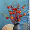 Fruta da Sorte de Romã Simulada Decoração de Casamento Arranjo de Flores para Sala de Estar Caqui Fruta Flor Artificial Galho Combinação Buquê