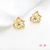 Brincos de Pino Fortemente Coloridos com Retenção de Cor, Banhados a Cobre Dourado, Formato de Folha Oca, Acessórios para Brincos DIY Feitos à Mão, Materiais Simples e Versáteis