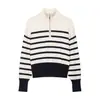 Superventas Transfronterizo de AliExpress 2026 Primavera Nuevo Suéter de Punto Rayado Casual Simple con Cremallera para Mujer 5536032