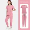 Uniformes Médicos Stretch, Roupas de Lavar à Mão de Manga Curta para Sala de Cirurgia, Tops Femininos, Roupas de Trabalho, Uniformes de Enfermagem, Roupas Cirúrgicas para Doutores, Roupas de Enfermagem