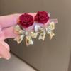 Pendientes de gota de agua con forma de flor de perla dulce con aguja de plata, pendientes festivos rojos de Año Nuevo, pendientes de moda femenina de alto sentido al por mayor