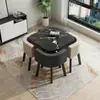 Mesa de comedor plegable que ahorra espacio para uso doméstico en apartamentos pequeños, juego de mesa y sillas para reuniones en tiendas, mesa redonda de recepción para ocio