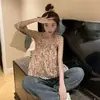 Camisola sin mangas con estampado de cangrejo de cinco rayas Nuevo Pantalón corto de cintura alta Floral francés Dulce y fresco Ropa para mujer Transfronterizo