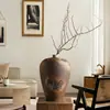 Jarrón de Cerámica Estilo Wabi-Sabi con Acabado de Alta Gama, Adecuado para Arreglos Florales de Sala de Estar, Recipiente de Flores de Cerámica Rústica Vintage, Pieza de Decoración Artística para Sala de Muestras