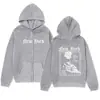 Sudadera con cremallera de diseño minimalista moderno, estilo gótico, calavera, mano, estampado de rosa, sudadera informal holgada, cárdigan