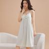 Camisón Sexy con Tirantes Descubiertos en la Espalda con Almohadilla en el Pecho Jacquard Nubes Algodón Verano Transpirable Vestido Pijamas de Mujer Antigolpes