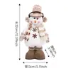 Muñeco de muñeco de nieve y reno navideño con patas retráctiles, gorro tejido, adorno para escaparate, decoración marrón transfronteriza