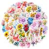 50 Série Flores, Novas Plantas e Flores, Flores Ricas no Mundo, Vários Adesivos de Flores, Adesivos para Decoração de Caderno