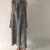 Vestido de tirantes a cuadros estilo japonés y europeo 2026 para mujer