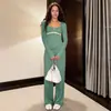 La nueva colección de otoño/invierno de Amazon: un conjunto de tres piezas de punto modal suave estilo europeo que incluye una camisola, una blusa de manga larga y pantalones largos