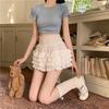 Deseo Puro Falda Adelgazante de Cintura Alta Falda de Hada Anti-Forro Primavera Estilo Coreano Encaje Elegante Encaje Pastel Culottes