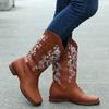2021 Nuevo Otoño e Invierno Amazon Europeo y Americano Blanco Patrón Bordado Caballero Botas de Mujer Botas de Mujer