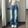Pantalones Vaqueros Rectos Lavados Estilo Retro Americano High Street con Diseño de Pinzas, Corte Holgado, Jeans de Pierna Ancha de Cintura Alta Adelgazantes para Mujer