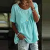 2026 Roupa Feminina Nova Transfronteiriça Europeia e Americana Primavera Verão Amazon Cor Sólida Gola Redonda Manga Curta Babados Top Feminino Camiseta
