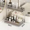 Prateleira de armazenamento para banheiro, organizador de cosméticos para pia de banheiro, prateleira de exibição de camada dupla para bancada de toucador