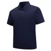 Camisa Polo de Seda de Gelo Masculina Gola Lapela Meio Zíper Secagem Rápida Manga Curta Verão Fina Casual Manga Meia Cruzada