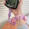 Corda de Pulso de Flor Tecida Cordão para Celular Curto Portátil Alargado Firme Viagem Pingente Anti-perda Corrente de Celular da Moda