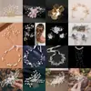 Acessórios de cabelo de noiva mais vendidos transfronteiriços, tiara de flor de pérola, pente de cabelo feito à mão, conjunto de grampos e palitos de cabelo para fotografia de viagem de casamento