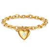 Estilo Nuevo Transfronterizo Europeo y Americano Simple Acero Inoxidable Corazón Grabado con Láser 26 Letras Colgante Hebilla de Langosta Pulsera Venta al por Mayor Venta Caliente