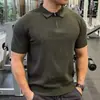 Camisa Polo Masculina de Verão com Zíper, Casual de Manga Curta, Esportiva e Fitness, Cor Sólida, Respirável, Moderna, Versátil Top de Manga Curta