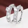 Conjunto de Anillos Geométricos Rombo Zirconio Hueco de Moda y Dulce con Alto Brillo y Diseño Exquisito para Niñas, Hecho de Cobre Puro, Suministro Directo del Fabricante