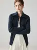 Jaqueta de cashmere 100% macia como nuvem, amigável para a pele, com lapela grande, design canelado vertical, zíper bidirecional, cardigã de cashmere moderno e versátil