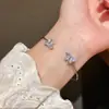 Pulseira Aberta de Zircônia Borboleta de Camada Dupla Ins Simples e Exquisita Versátil Moda de Nicho Joia de Mão de Luxo para Mulheres