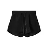 Pantalones Casuales de Cintura Elástica para Mujer, Otoño e Invierno, Talla Pequeña, Shorts Anchos de Felpa Gruesa, Pantalones Cortos Ajustados Negros