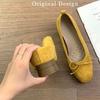 Zapatos de tacón alto de estilo francés con boca poco profunda para mujer, nuevos de otoño 2025, zapatos retro de gamuza, estilo de hada, mocasines de ballet