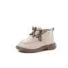 Sapatos de Couro para Meninas 2025 Novo Outono e Inverno Veludo Quente Sapatos de Algodão Laço Sapatos de Princesa para Meninas Pequenas Dropshipping
