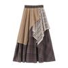 Falda Nueva Original de Algodón y Lino Estilo Étnico Falda Retro a Cuadros Empalmada Irregular Ropa Étnica para Viaje
