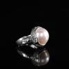 Anillo Abierto Retro de Plata de Ley S925 con Incrustaciones de Caballo Marino de Agua Salada, Anillo de Personalidad Simple de Moda para Mujer