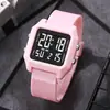 Reloj Electrónico Cuadrado Pequeño Estilo Ins Macaron para Estudiantes de Secundaria y Preparatoria, Resistente al Agua, Luminoso, Reloj Deportivo Multifuncional para Exámenes