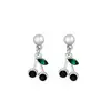 Colección de Pendientes Lindos de Frutas Aguja de Plata, Clips para Orejas Dulces Estilo Girly Sin Perforación, Pendientes de Fresa con Cara Sonriente Incrustados de Diamantes para Mujeres